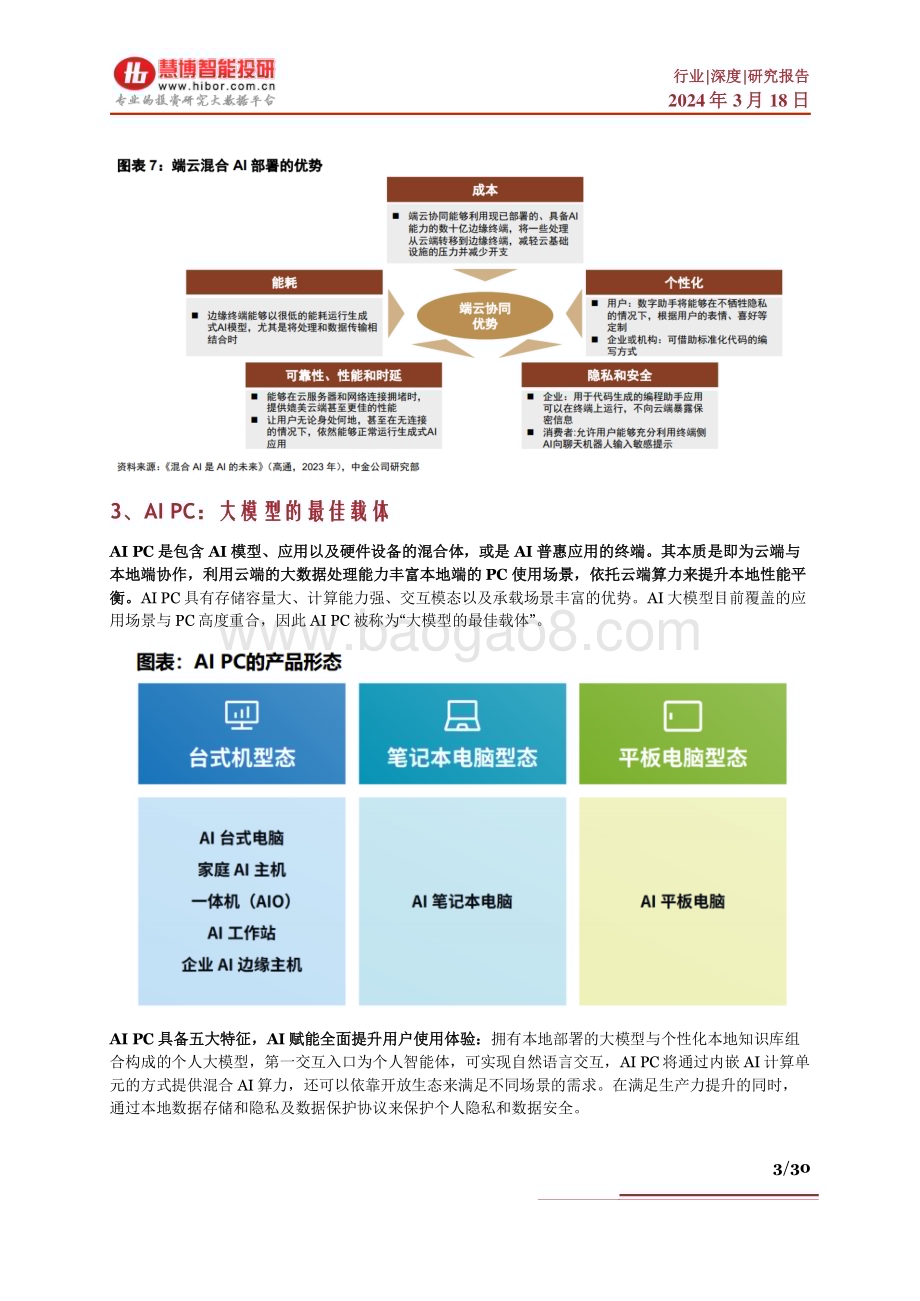 20240318_慧博智能投研_AI PC行业深度：背景及概念、市场价值、产业链及相关公司深度梳理_30页.pdf_第3页
