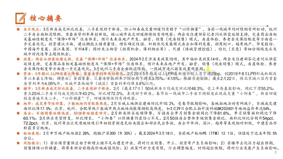 20240319_平安证券_月酝知风之地产行业：两会延续供求支持小阳春成色不足_20页.pdf_第2页