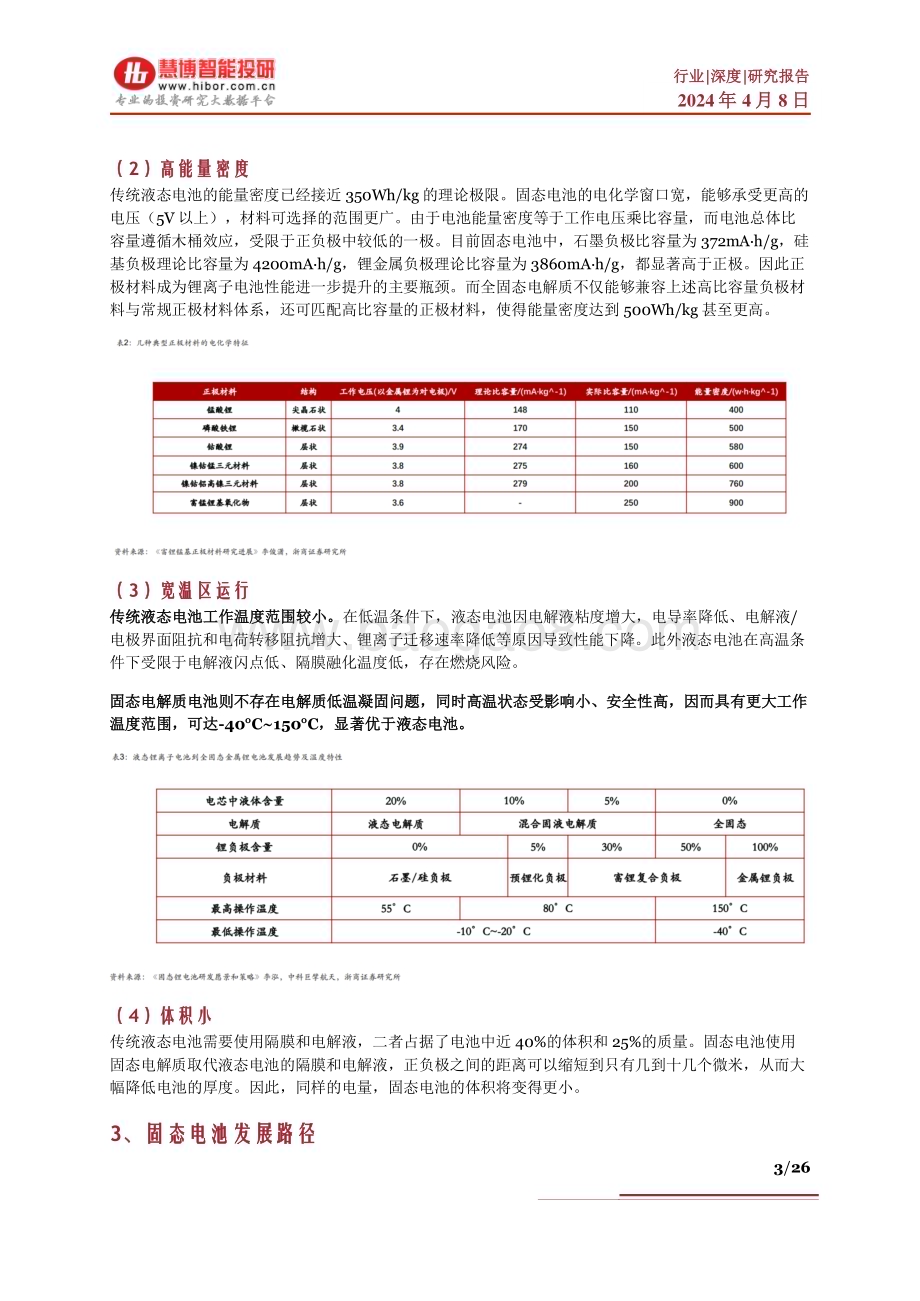 20240408_慧博智能投研_固态电池行业深度：难点及思路、行业现状、产业链及相关公司深度梳理_26页.pdf_第3页