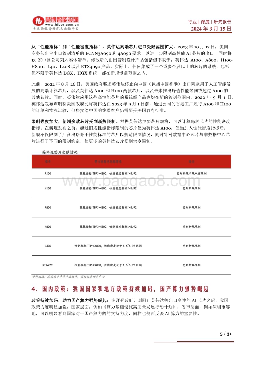 20240315_慧博智能投研_国产算力行业深度：驱动因素、国产替代、产业链及相关企业深度梳理_31页.pdf_第5页