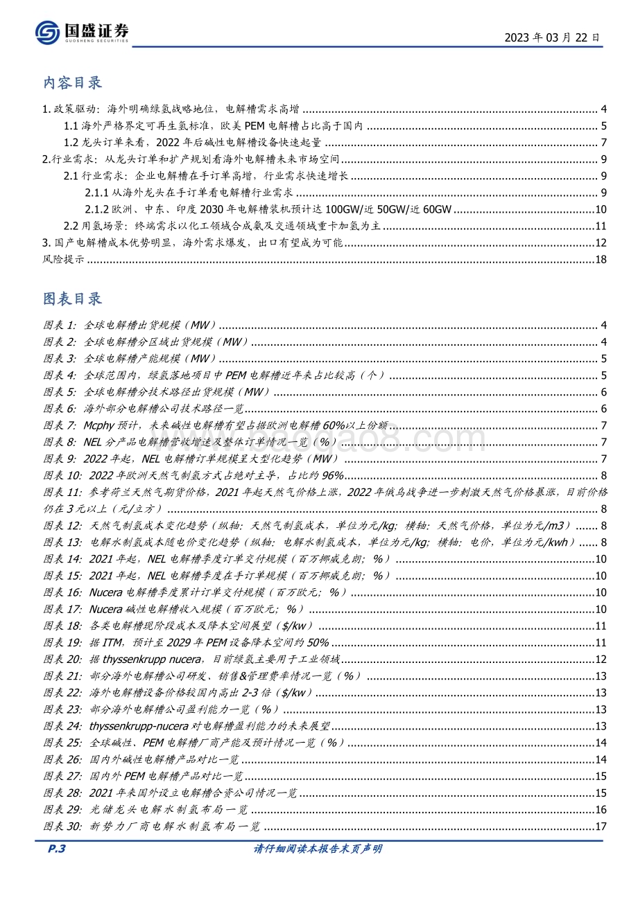 20230322_国盛证券_电力设备行业电解水系列之二：电解槽全球市场与出口机会怎么看_20页.pdf_第3页