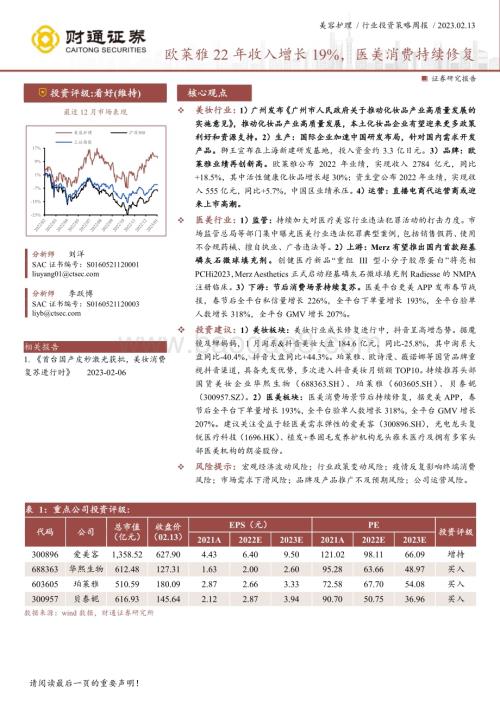 20230213_财通证券_美容护理行业证券研究报告：欧莱雅22年收入增长19%医美消费持续修复_13页.pdf