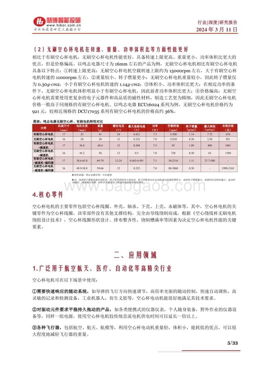 20240311_慧博智能投研_空心杯电机行业深度：应用领域、行业格局、空间测算、发展前景及相关公司深度梳理_33页.pdf_第5页