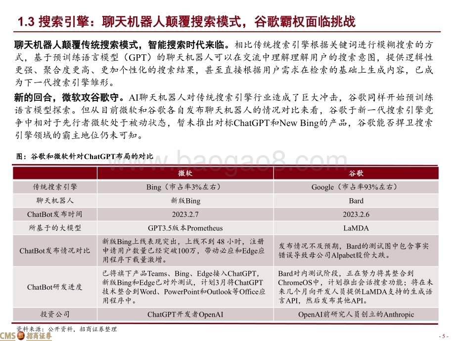 20230317_招商证券_传媒互联网行业AI+系列报告2：从百度“文心一言”看AI+搜索浏览器的新变革_23页.pdf_第5页