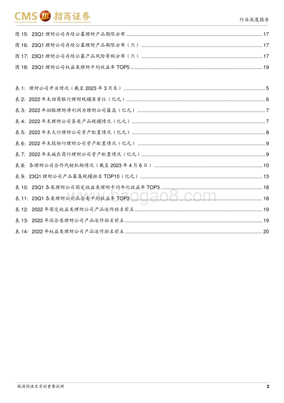 20230418_招商证券_银行业23Q1理财公司产品业绩评价：规模承压业绩表现较好_22页.pdf_第3页
