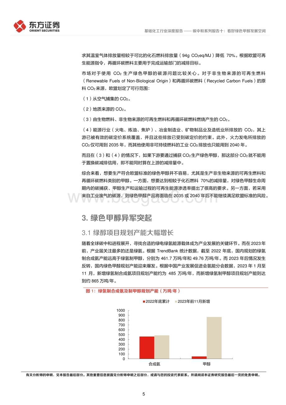 20240223_东方证券_基础化工行业深度报告：碳中和系列报告十看好绿色甲醇发展空间_15页.pdf_第5页