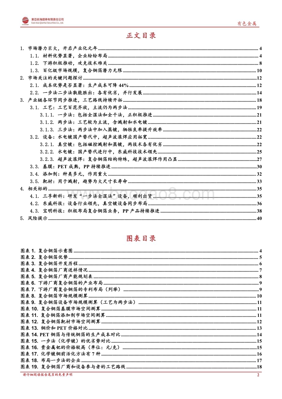 20230525_东亚前海证券_有色金属行业证券研究报告：复合铜箔开启集流体变革产业元年_42页.pdf_第2页