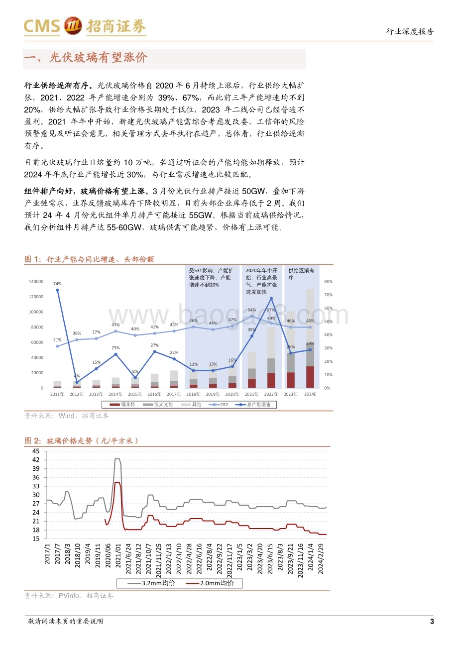 20240401_招商证券_电力设备及新能源行业光伏系列报告：下游需求向好光伏玻璃有望涨价_15页.pdf_第3页