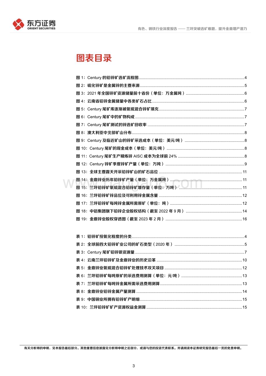 20230308_东方证券_锌行业证券研究报告：兰坪突破选矿难题提升金鼎增产潜力_20页.pdf_第3页