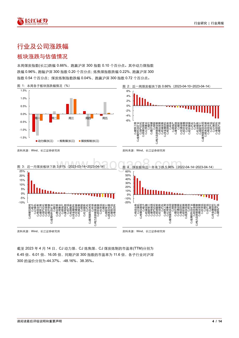 20230416_长江证券_煤炭与消费用燃料行业证券研究报告：煤价短期弱稳运行关注年报及一季报行情催化_15页.pdf_第4页