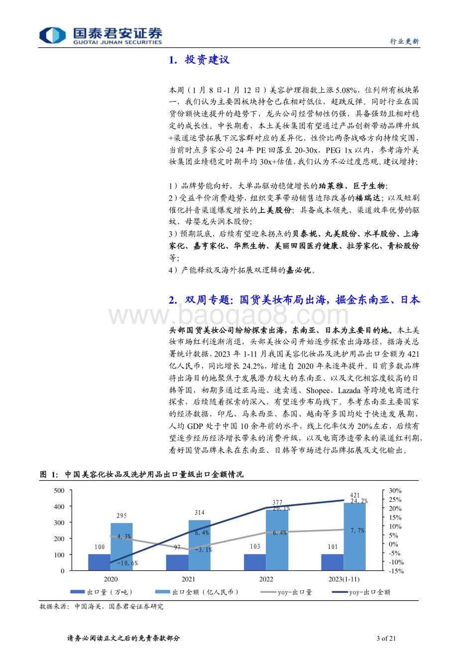 20240114_国泰君安_化妆品行业双周专题：国货美妆布局出海掘金东南亚、日本市场_21页.pdf_第3页