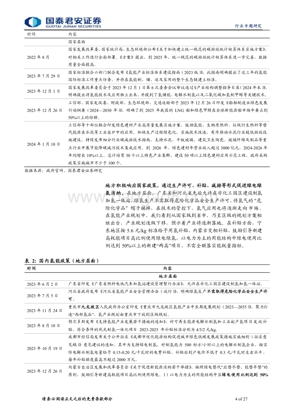 20240124_国泰君安_新兴能源行业：氢风已来产业链降本增量值得期待_27页.pdf_第4页