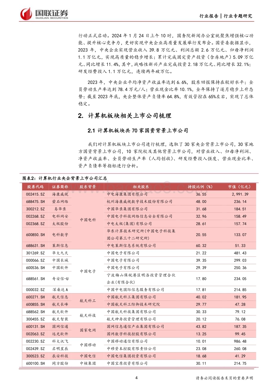 20240126_国联证券_计算机行业：国资委调整考核标准央国企高质量发展可期_26页.pdf_第4页