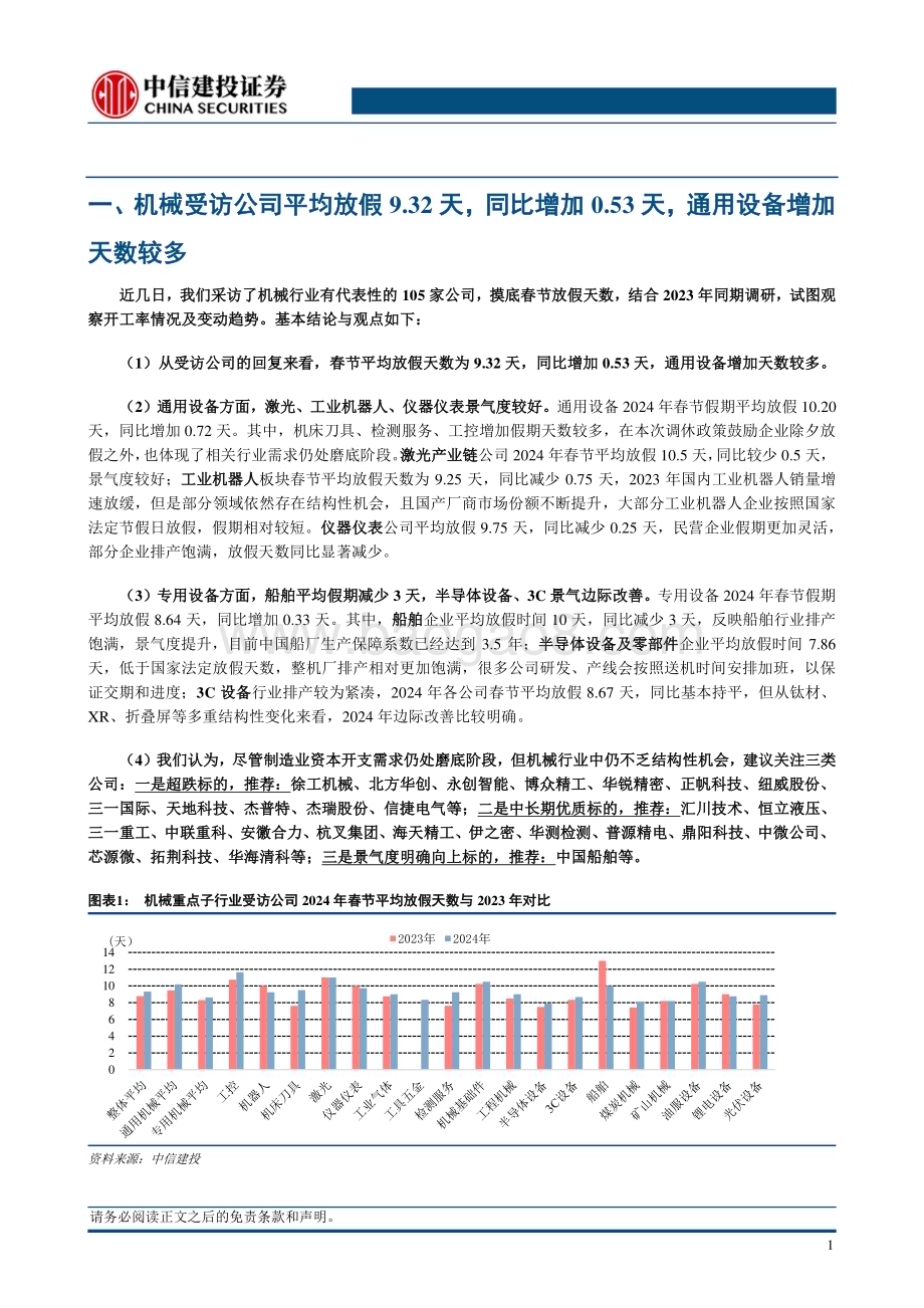20240214_中信建投_机械设备行业：2024年机械行业春节放假天数与开工率观察_21页.pdf_第4页