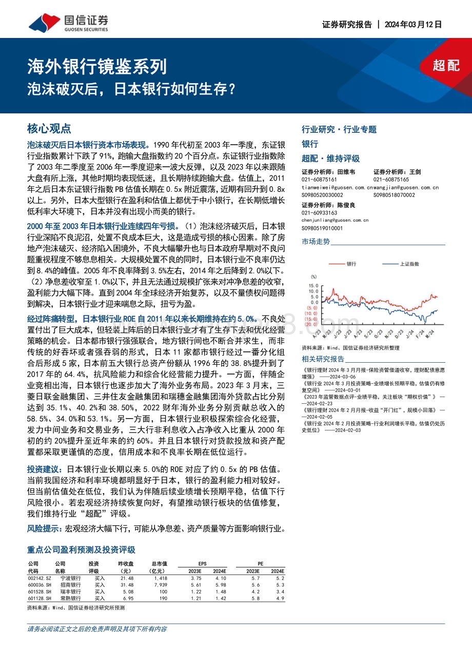 20240312_国信证券_银行业海外银行镜鉴系列：泡沫破灭后日本银行如何生存？_21页.pdf_第1页