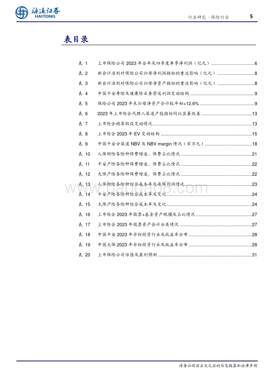 20240405_海通证券_保险行业2023年报回顾与展望：负债端高歌猛进精算假设调整压实EV_32页.pdf_第5页