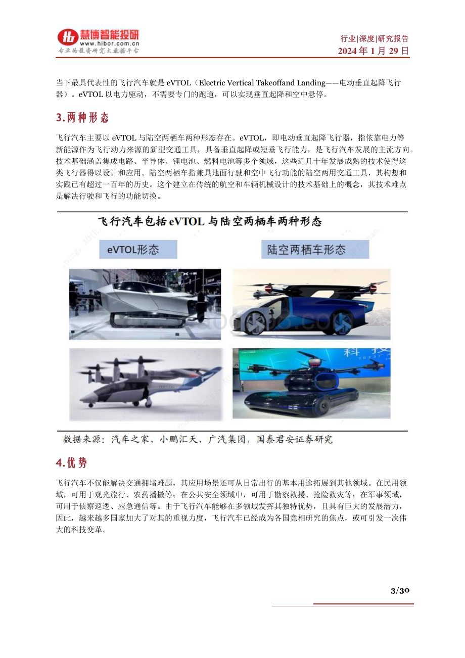 20240129_慧博智能投研_飞行汽车行业深度：发展历程、市场空间、竞争格局、产业链及相关公司深度梳理_30页.pdf_第3页