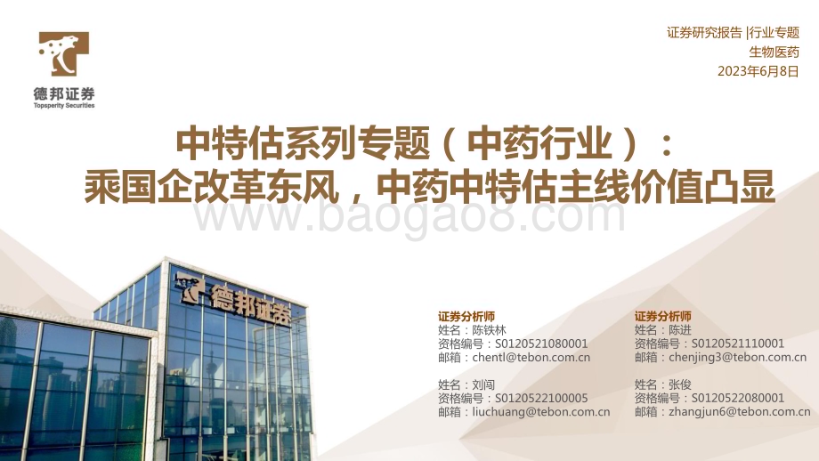 20230608_德邦证券_中特估系列专题（中药行业）：乘国企改革东风中药中特估主线价值凸显_21页.pdf_第1页