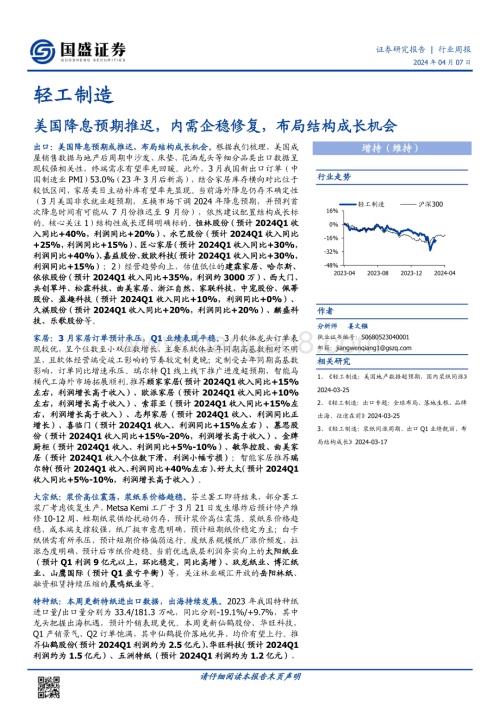 20240407_国盛证券_轻工制造行业：美国降息预期推迟内需企稳修复布局结构成长机会_39页.pdf