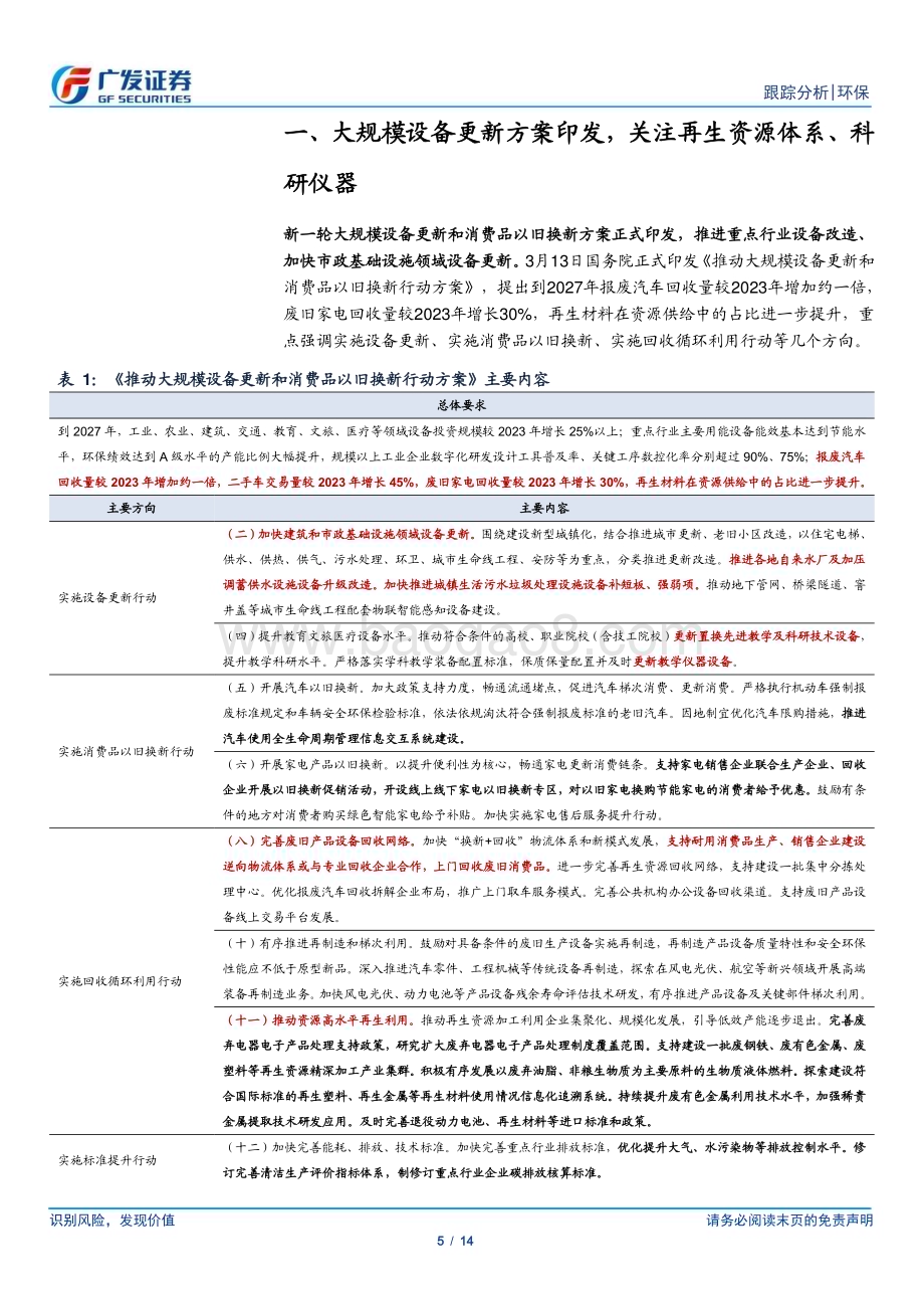 20240317_广发证券_环保行业深度跟踪：大规模设备更新方案印发关注再生资源、科研仪器_14页.pdf_第5页