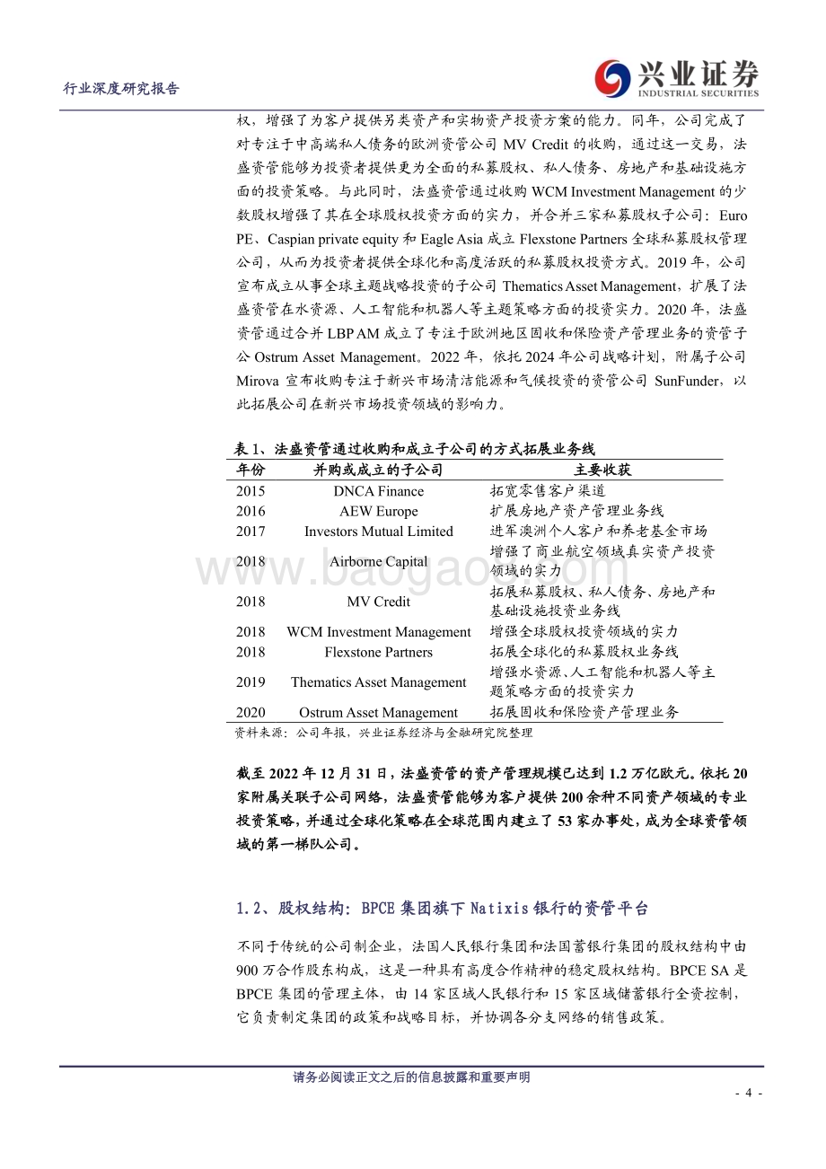 20230316_兴业证券_非银金融行业资管通鉴系列十二：法国篇以参股形成业务集群的法盛资管_20页.pdf_第4页