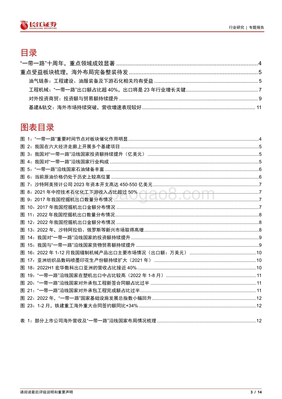 20230320_长江证券_机械行业证券研究报告： “一带一路”迎来十周年重点受益板块梳理_15页.pdf_第3页