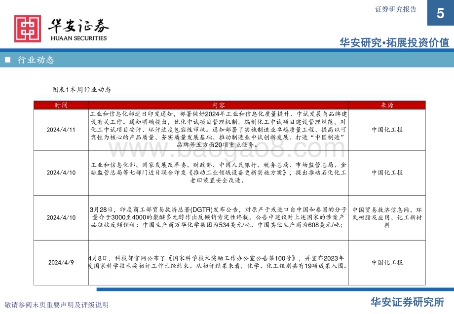20240415_华安证券_化工行业：万华化学基本面周度动态跟踪印度对部分中国泰国聚醚反倾销万华多项合作顺利开展_32页.pdf_第5页