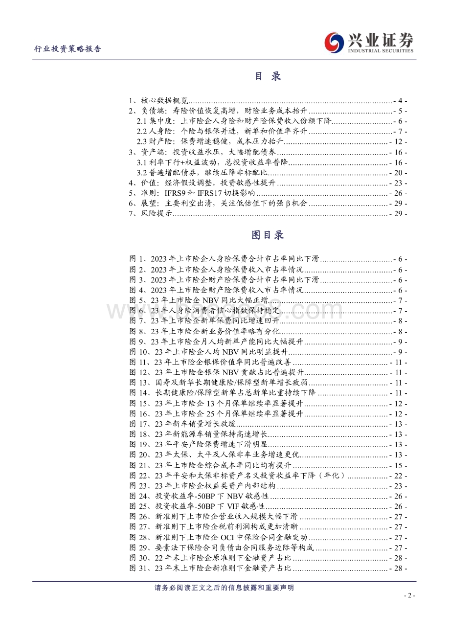 20240418_兴业证券_保险行业2023年报综述：价值高增投资承压关注权益配置改善空间_30页.pdf_第2页