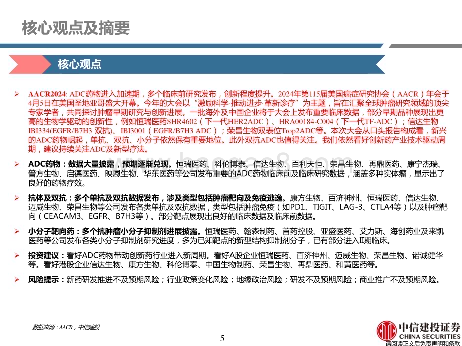 20240409_中信建投_医药行业2024AACR：ADC仍是重要热点中国药物创新度提升_53页.pdf_第5页