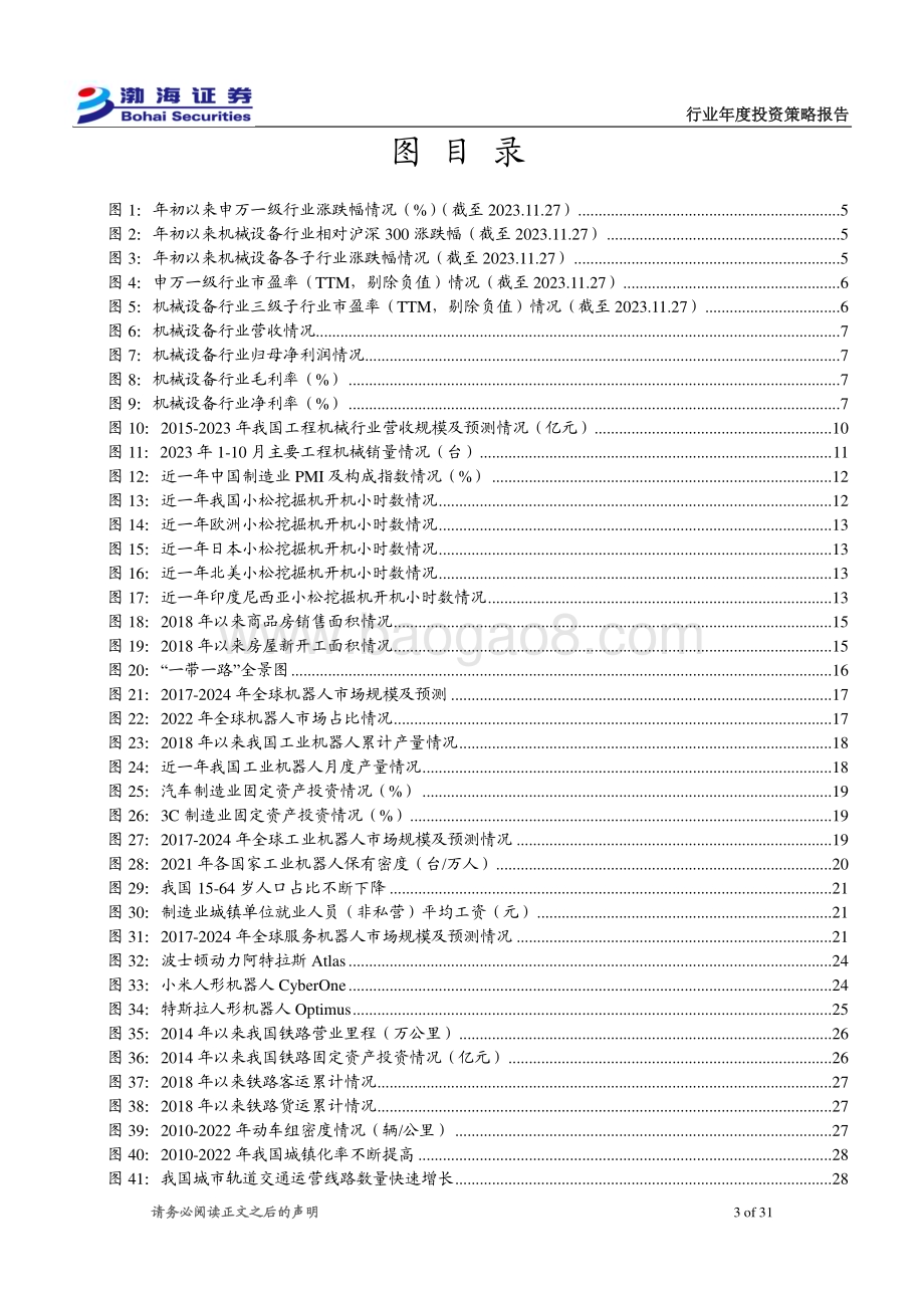 20231129_渤海证券_机械设备行业2024年度投资策略报告：关注下游需求改善继续看好人形机器人投资机会_31页.pdf_第3页