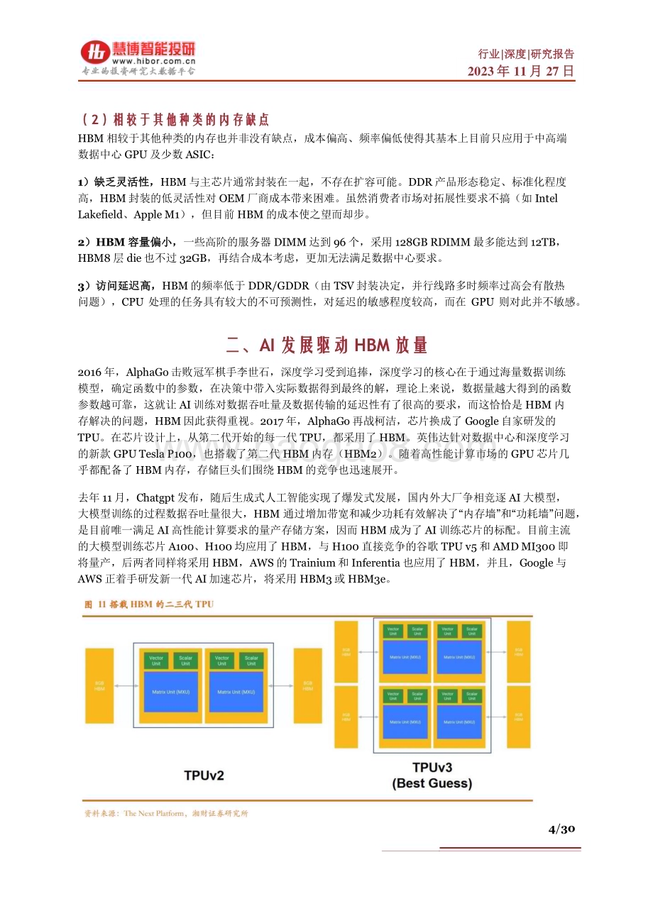 20231127_慧博智能投研_HBM行业深度：驱动因素、市场现状、产业链及相关公司深度梳理_30页.pdf_第4页
