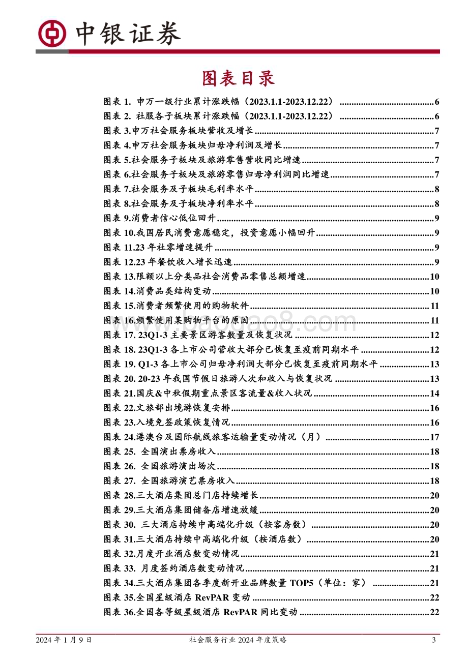 20240109_中银国际_社会服务行业2024年度策略：全年复苏预期兑现后性价比消费值得关注_40页.pdf_第3页