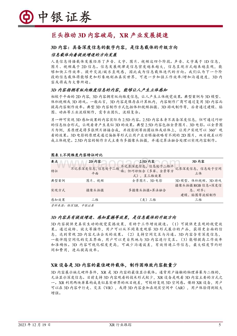 20231219_中银国际_XR行业跟踪：3D内容破局+硬件联动XR产业链迎新发展机遇_34页.pdf_第5页