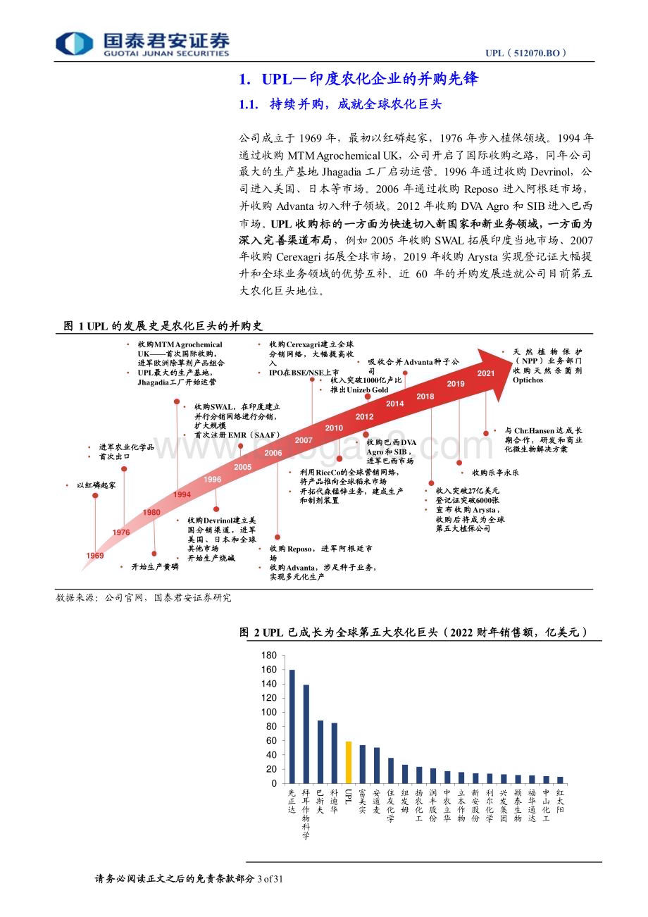 20231219_国泰君安_基础化工行业全球化工企业启示系列之UPL：印度植保行业龙头打造可持续农业生态_31页.pdf_第3页