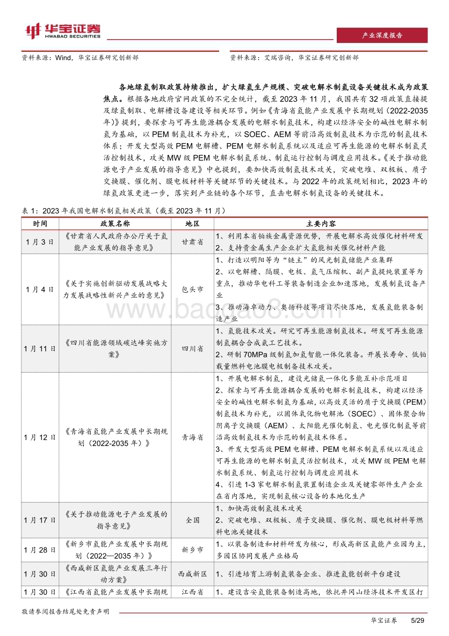 20231205_华宝证券_水电解制氢设备行业专题报告：水电解制氢供需双扩背景下电解槽有望迎来发展机遇_29页.pdf_第5页