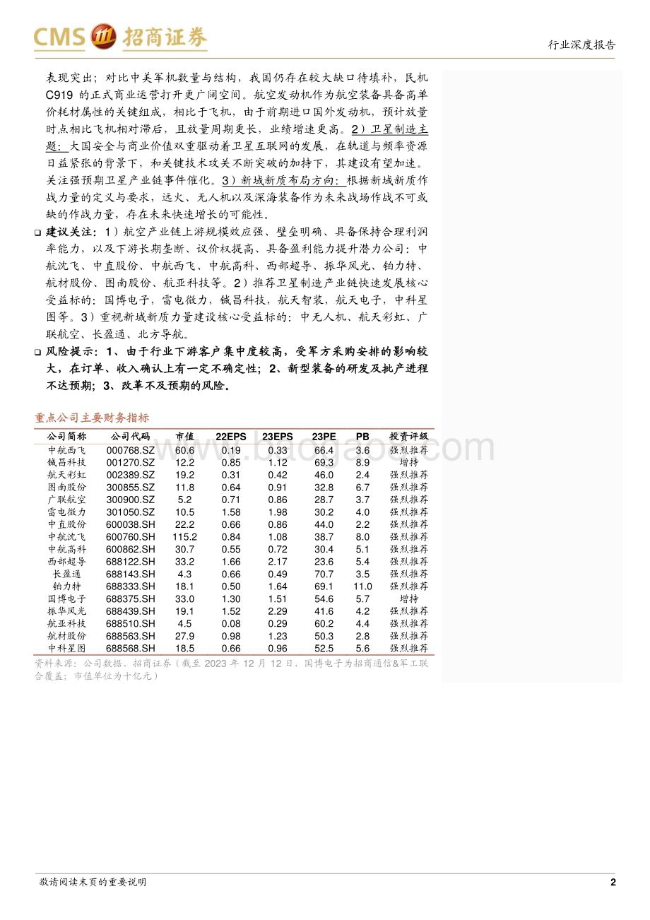 20231213_招商证券_军工行业2024年度投资策略：关注定价权布局新域新质_33页.pdf_第2页
