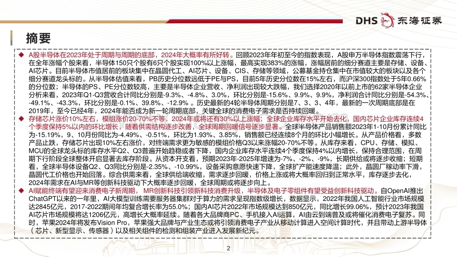 20231219_东海证券_半导体行业年度策略：周期回暖、创新驱动_62页.pdf_第2页