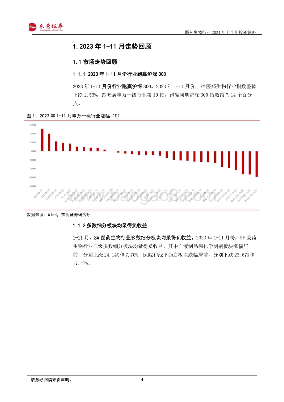20231204_东莞证券_医药生物行业2024年上半年投资策略：反腐规范行业发展探寻细分景气方向_30页.pdf_第4页