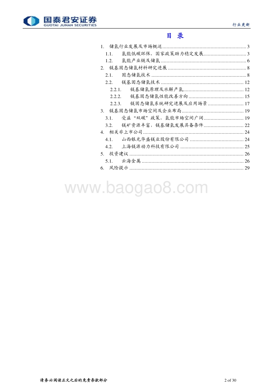20230620_国泰君安证券_镁行业证券研究报告：镁基储氢打开镁行业广阔前景_30页.pdf_第2页