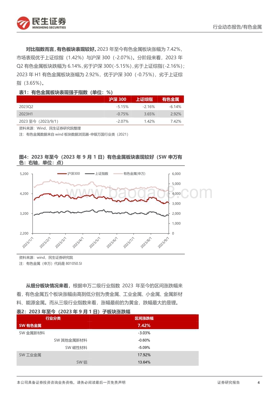 20230905_民生证券_有色金属行业研究报告：2023H1盈利总体承压板块拐点在即_54页.pdf_第4页