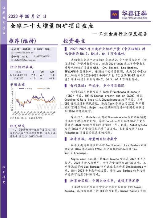 20230821_华鑫证券_工业金属行业深度报告 ：全球二十大增量铜矿项目盘点_21页.pdf