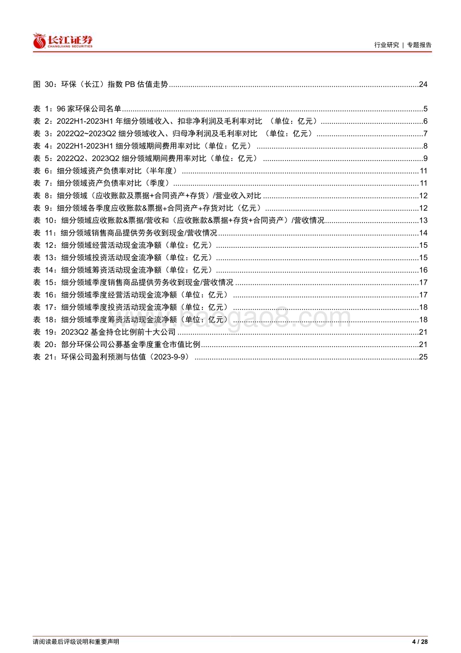20230911_长江证券_环保行业研究报告：2023H1弱复苏致业绩同比降4.2%期待市政、工业需求回暖_28页.pdf_第4页
