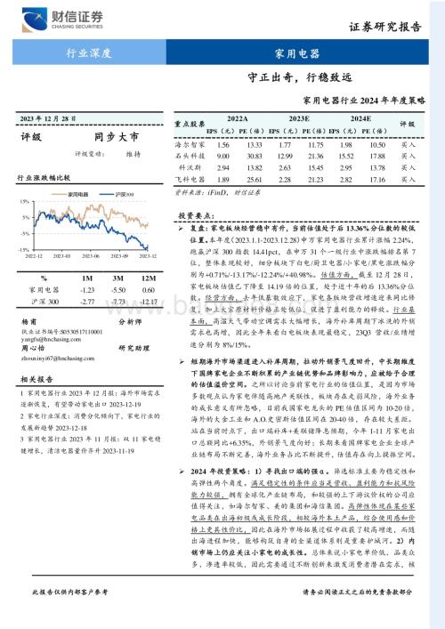 20231228_财信证券_家用电器行业2024年年度策略：守正出奇行稳致远_27页.pdf
