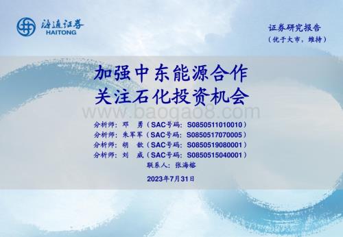 20230731_海通证券_石油化工行业证券研究报告：加强中东能源合作关注石化投资机会_30页.pdf