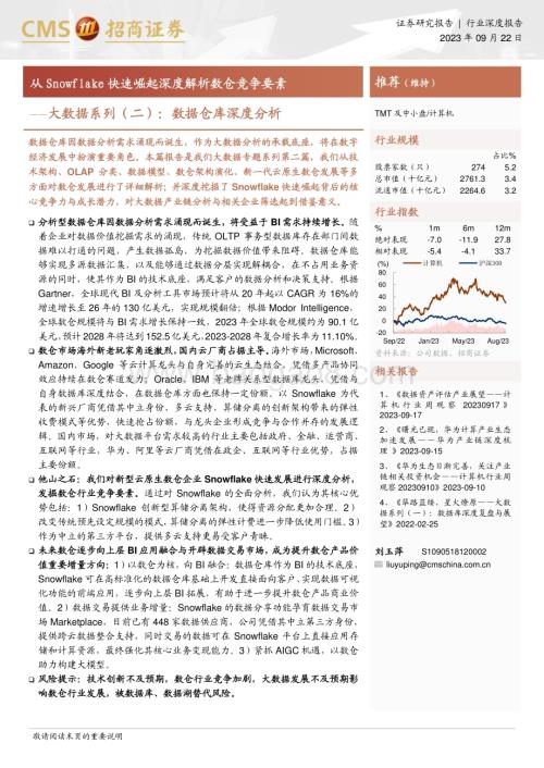 20230922_招商证券_计算机行业大数据系列（二）：数据仓库深度分析从Snowflake快速崛起深度解析数仓竞争要素_39页.pdf