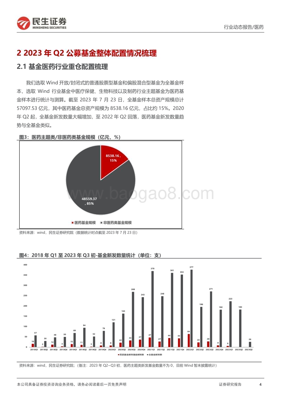 20230726_民生证券_医药行业动态报告：2023Q2基金持仓分析把握医药底部机遇_24页.pdf_第4页