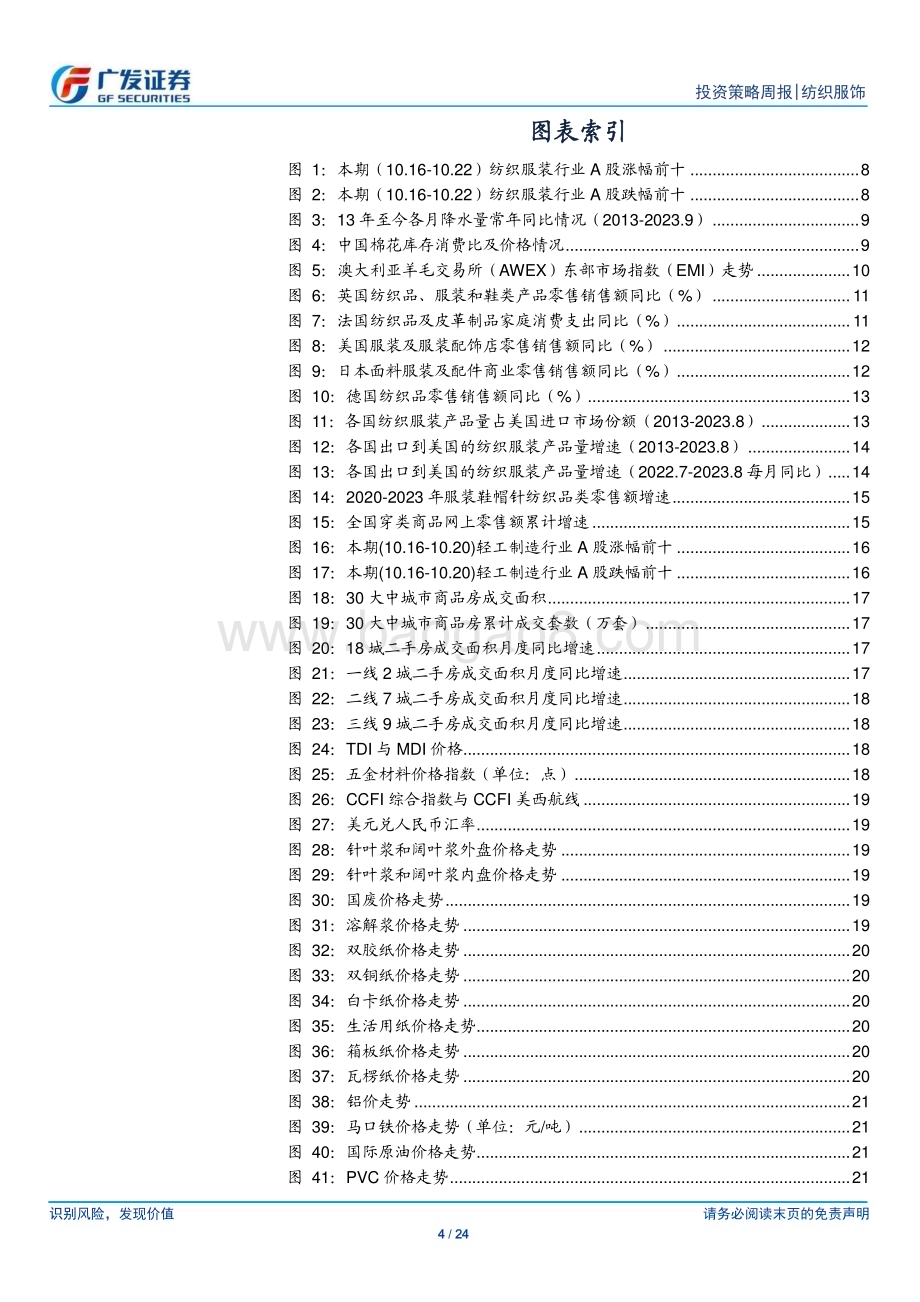 20231022_广发证券_纺织服饰行业证券研究报告：纺织服装与轻工行业数据周报_24页.pdf_第4页