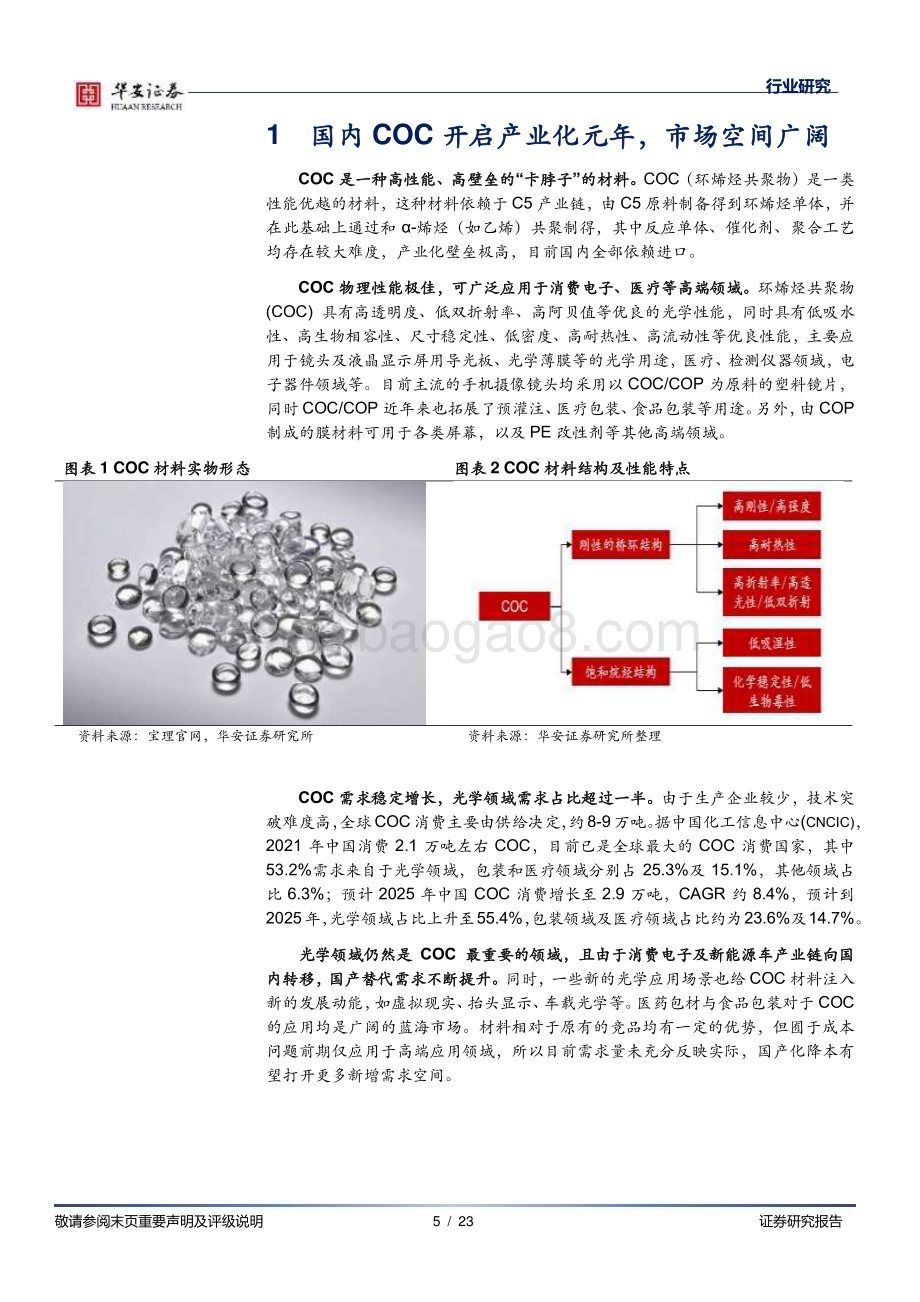 20230720_华安证券_基础化工行业证券研究报告：COC材料产业化加速国产替代空间广阔_23页.pdf_第5页