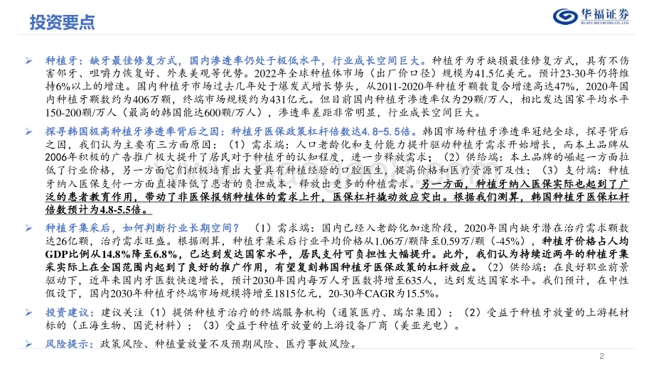20231025_华福证券_口腔医疗服务行业证券研究报告：种植牙集采后如何判断行业长期空间？_28页.pdf_第2页