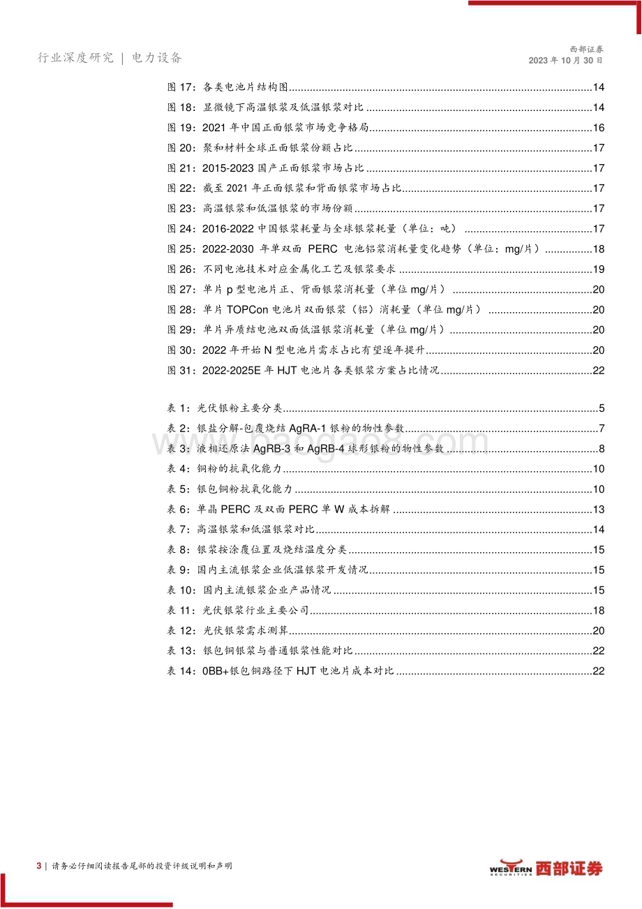 20231030_西部证券_电力设备行业光伏银粉、银浆行业深度报告：电池片技术革新胜负手国产替代正当时_24页.pdf_第3页